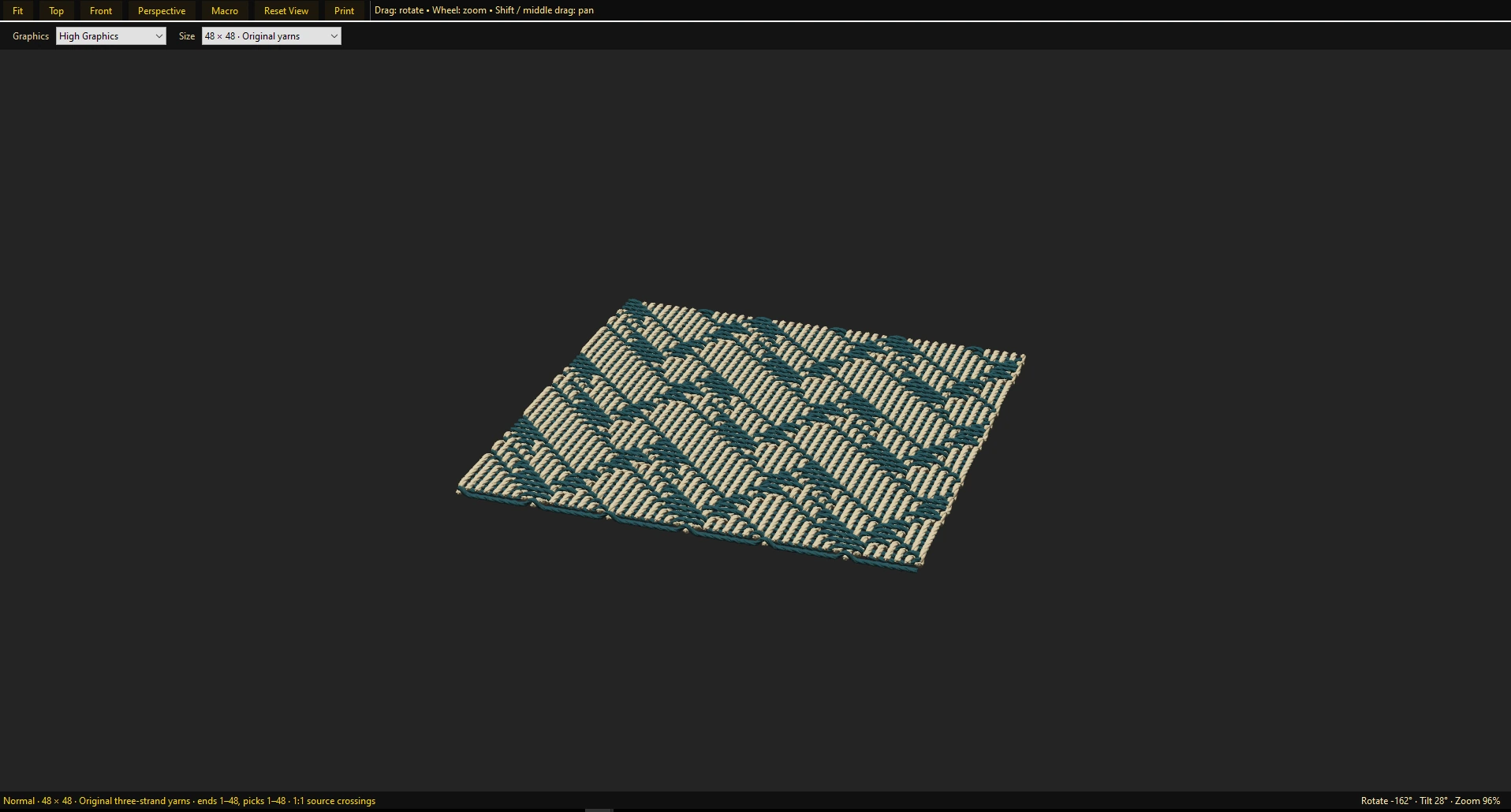 SE Weave Pro 3D woven fabric simulation preview in a perspective view