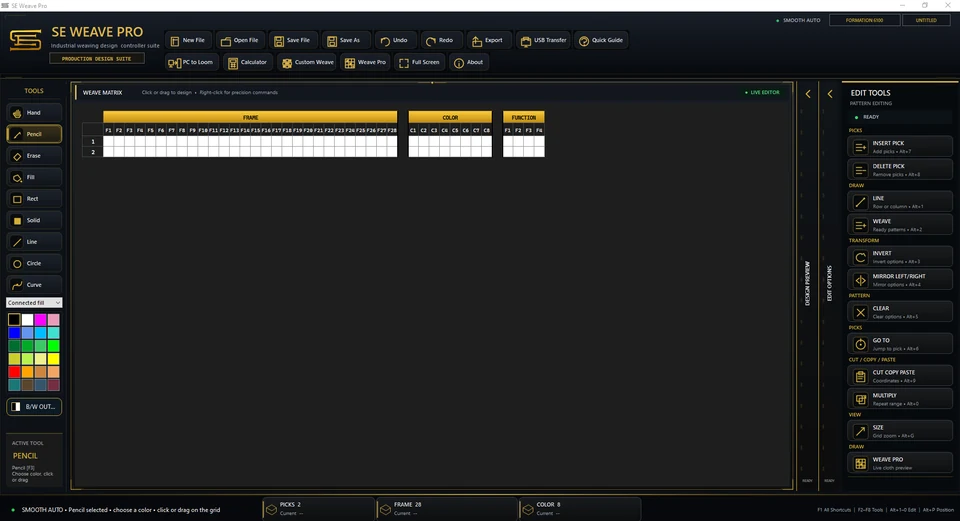 The actual SE Weave Pro weaving design editor
