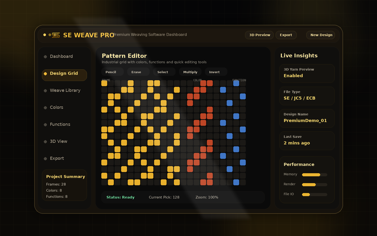 Detailed SE Weave Pro interface image